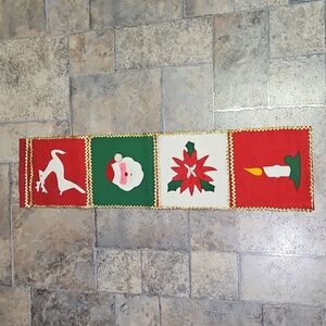 Vintage Christmas Felt Banner Penant Wall Pocket Hanging